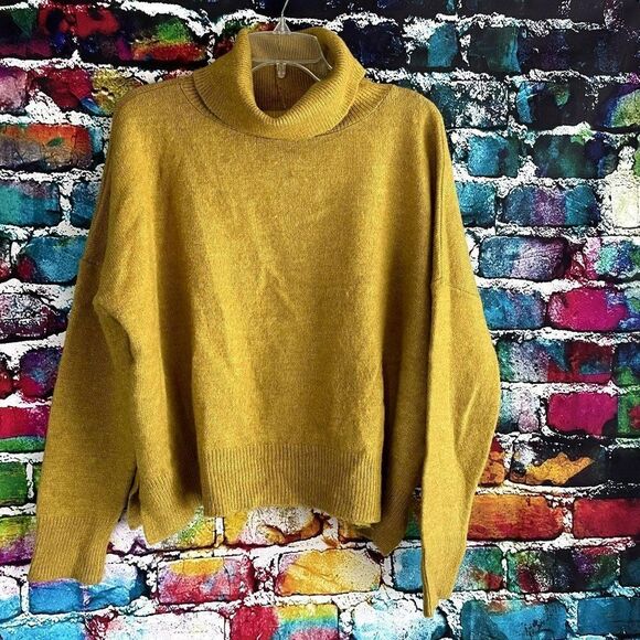 Topshop Zip Back Turtleneck Sweater Oversized Semi Cropped Size 6 - Picture 1 of 9